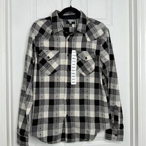 FRYE - Jacquard Flannel- black & white-  men’s SMALL - NWT
